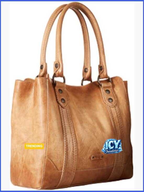 Handbags - Leather Tote Bag with Shoulder Strap and Multiple Pockets